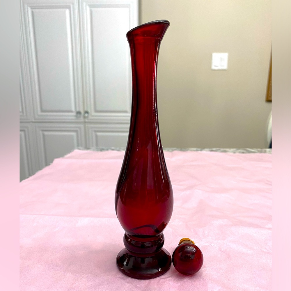 Vintage Avon Ruby Red Vase with Ruby Red Stopper